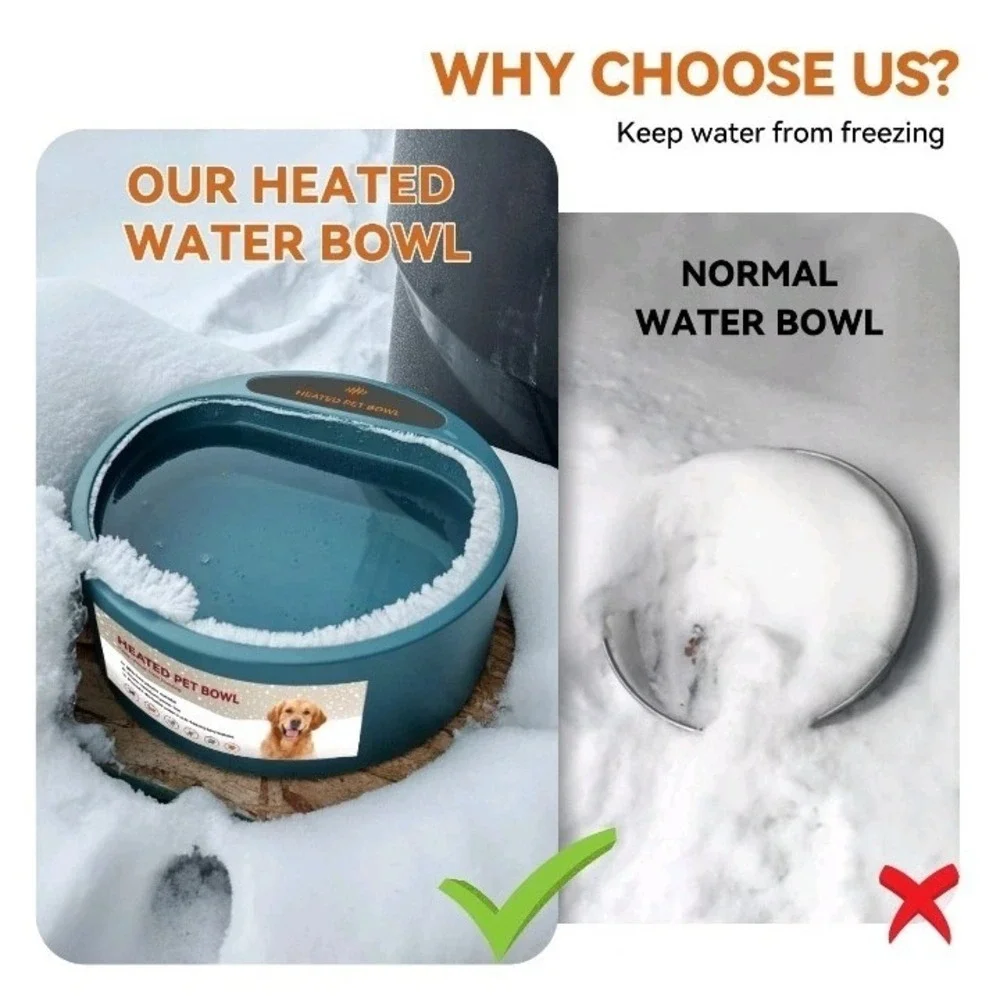Heated Water Bowl for Dogs Heated Dog Bowl for Cats Birds Chickens Waterer‎